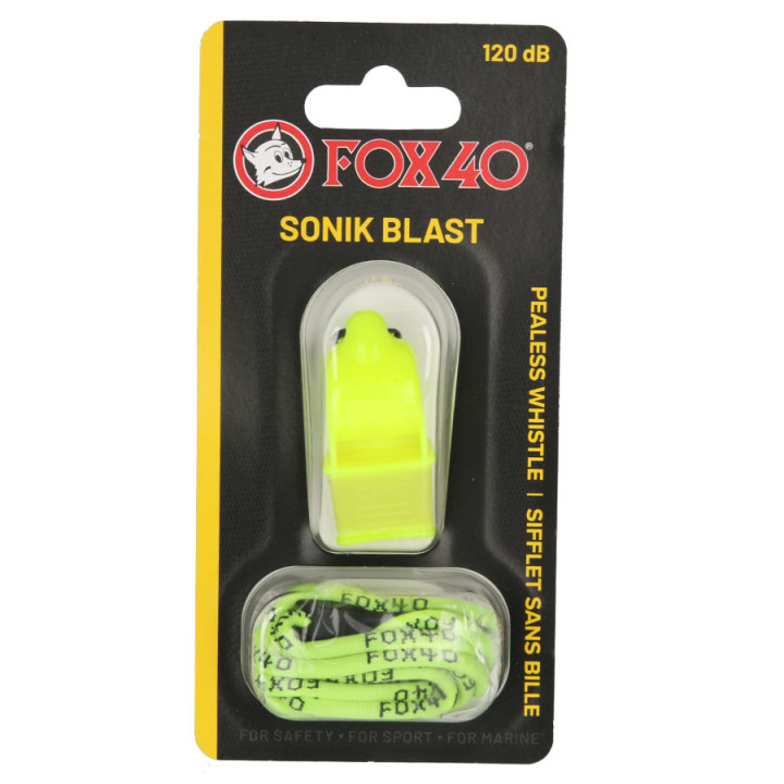 Gwizdek Fox 40 CMG Sonik Blast neonowy żółty ze sznurkiem | VUX.pl