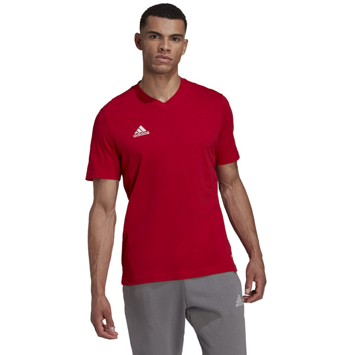 Koszulka bawełniana w serek męska adidas Entrada 22 czerwona | VUX.pl