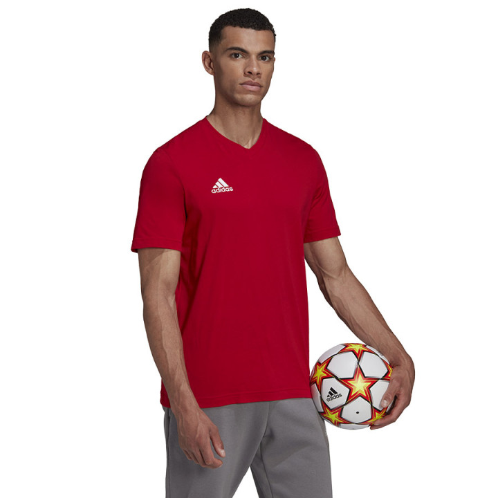 Koszulka bawełniana w serek męska adidas Entrada 22 czerwona | VUX.pl