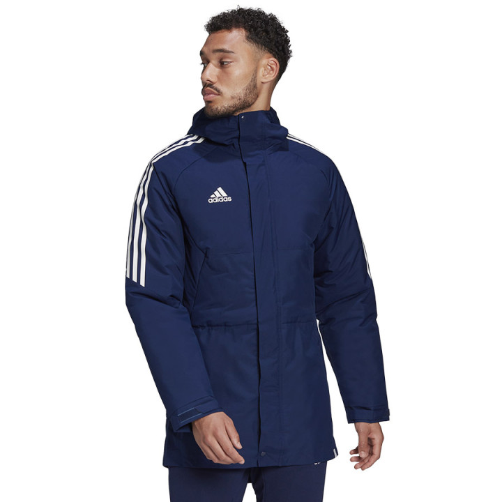 Kurtka z kapturem adidas Condivo 22 Stadium Parka granatowa | VUX.pl