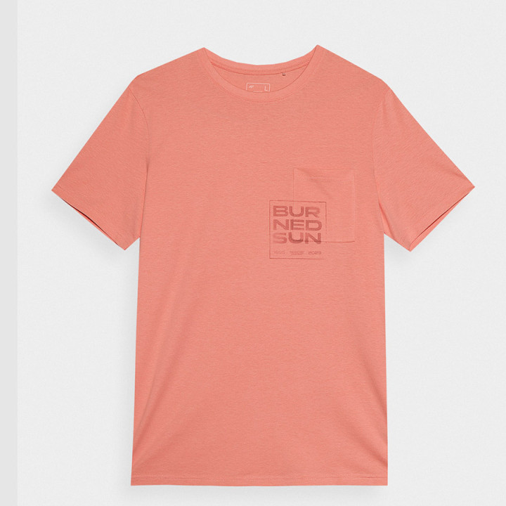 T-shirt męski bawełniany z nadrukiem 4F różowy | VUX.pl