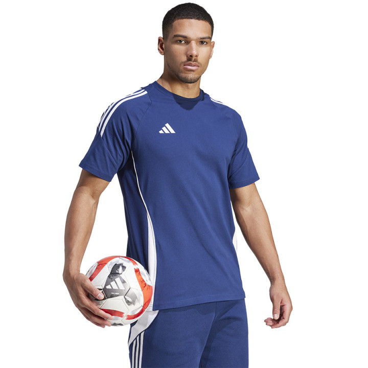 Koszulka bawełniana męska adidas Tiro 24 Sweat Tee niebieska | VUX.pl