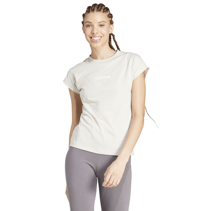 T-shirt bawełniany damski adidas Essentials Linear biały | VUX.pl