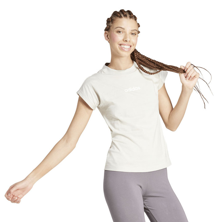 T-shirt bawełniany damski adidas Essentials Linear biały | VUX.pl
