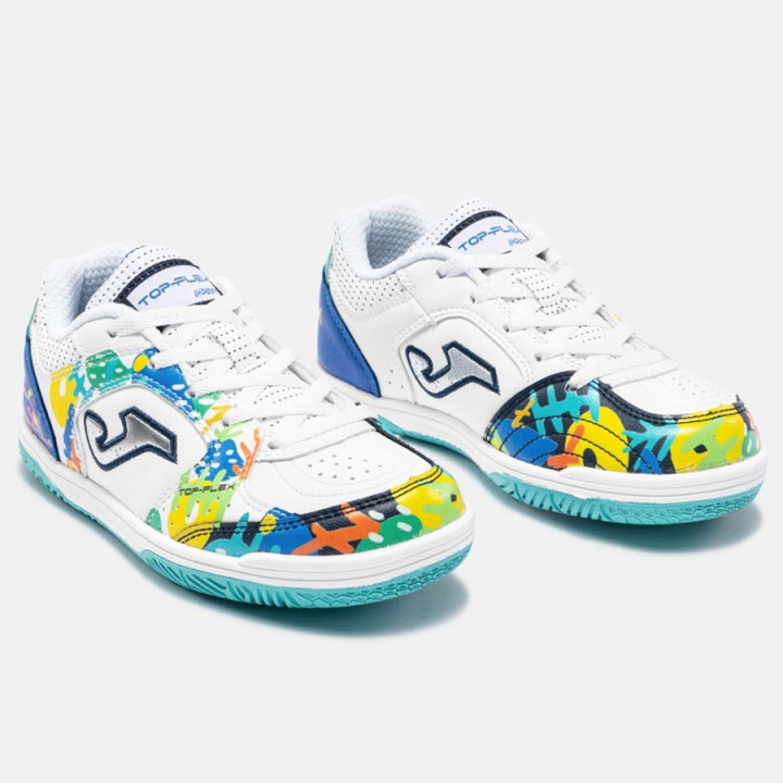 Buty piłkarskie halowe junior Joma Top Flex 2602 IN białe | VUX.pl