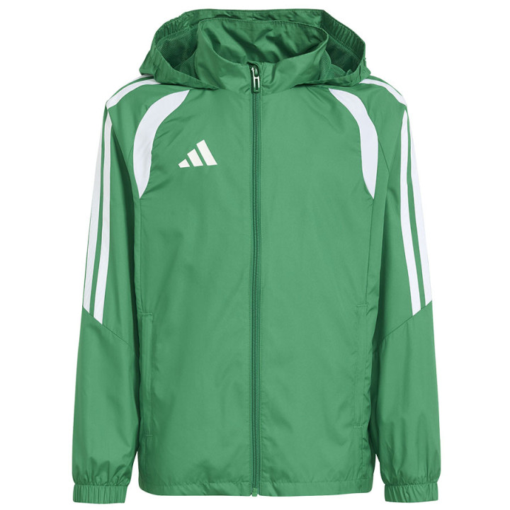 Kurtka wiatrówka junior adidas Tiro 26 z kapturem zielona | VUX.pl