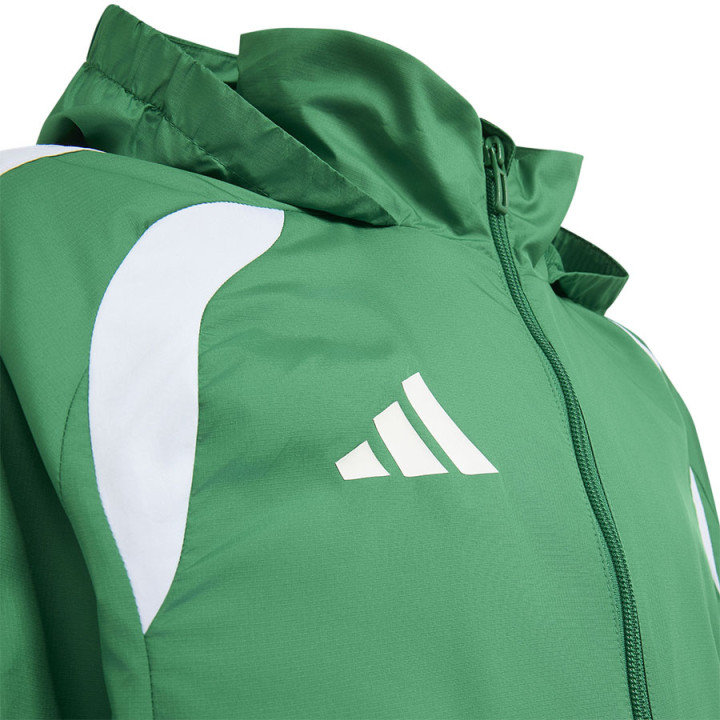 Kurtka wiatrówka junior adidas Tiro 26 z kapturem zielona | VUX.pl