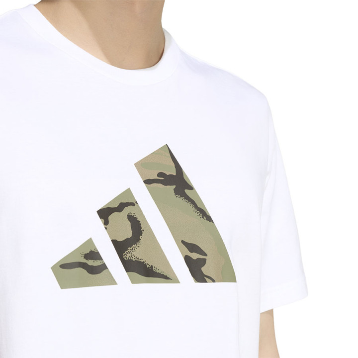 T-shirt męski adidas Camo Three Bar Logo Graphic biały KT1687 | VUX.pl