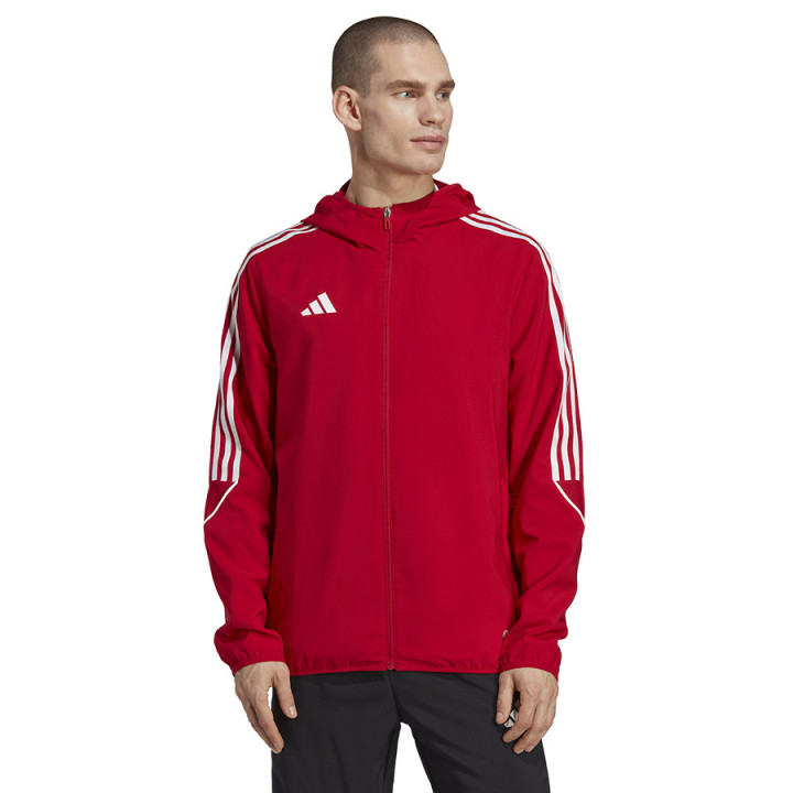 Kurtka wiatrówka z kapturem męska adidas Tiro 23 czerwona | VUX.pl